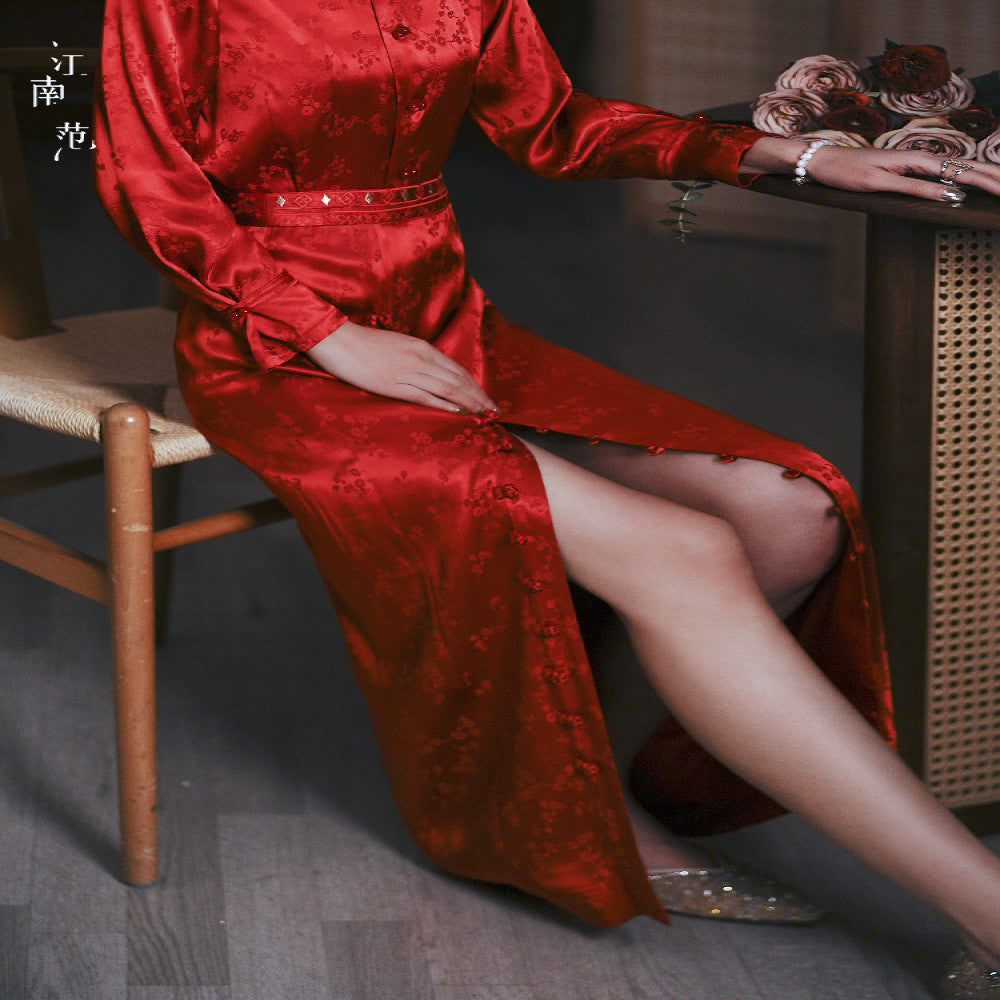 Jiangnan Fan Red Improved Tang Dress Versatile New Chinese High Waist Mid length Half length Skirt 2024 New Edition image 8