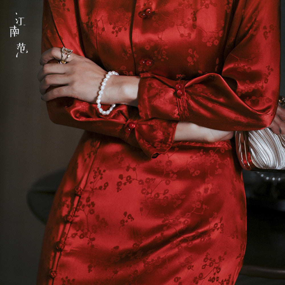 Jiangnan style red Tang suit top new Chinese style improved young style double breasted engagement toast dress can be worn as a small shirt at ordinary times image 7