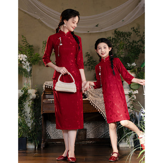 ASAYA3978 Mom & Daughter Matching Cheongsam Set 🦋 Butterfly Charm Edition ✨