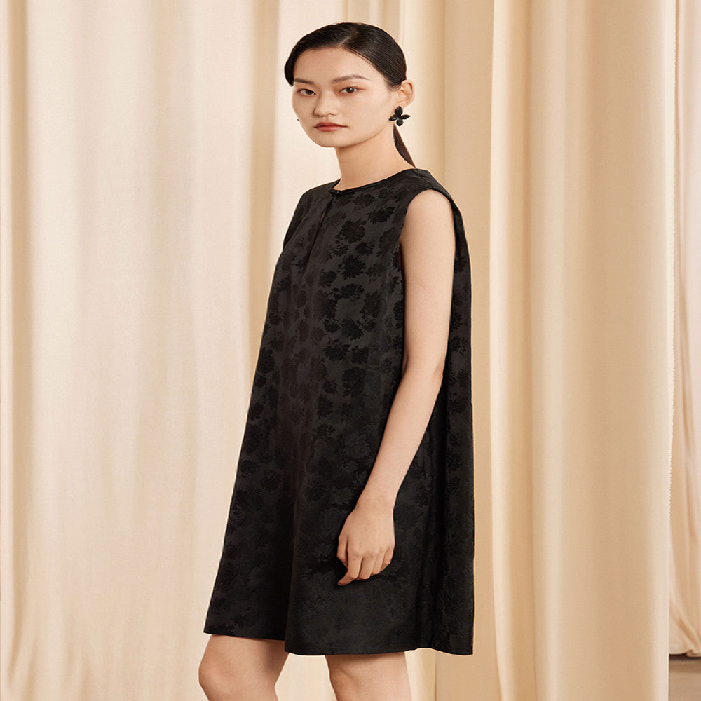 Ruyi Lianyun spring and autumn new jacquard sleeveless retro new Chinese style dress female buttoned national style short skirt image 21
