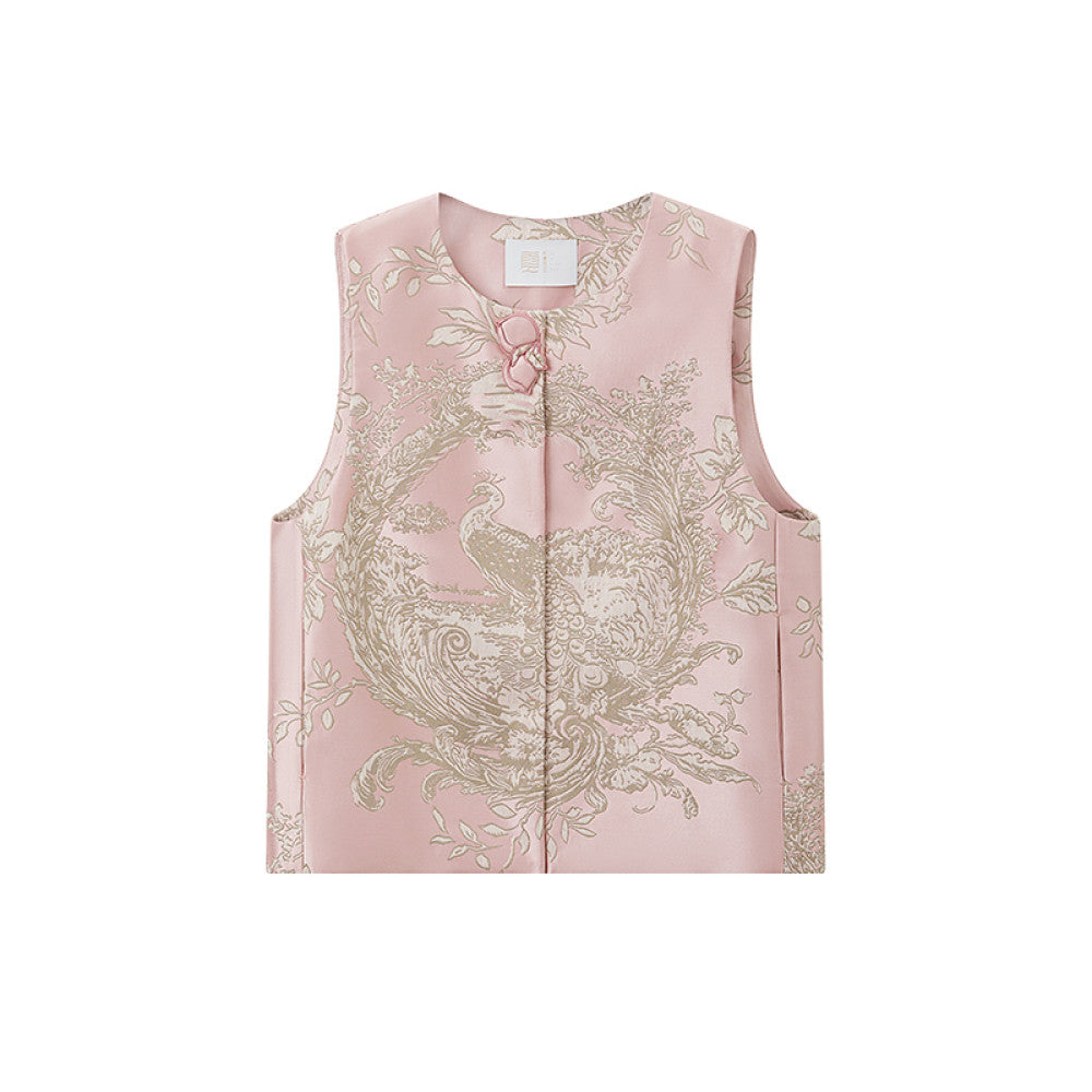 Ruyi Lianyun Huaiyin Double flower jacquard brocade vest women s new Chinese style retro buttoned vest image 17