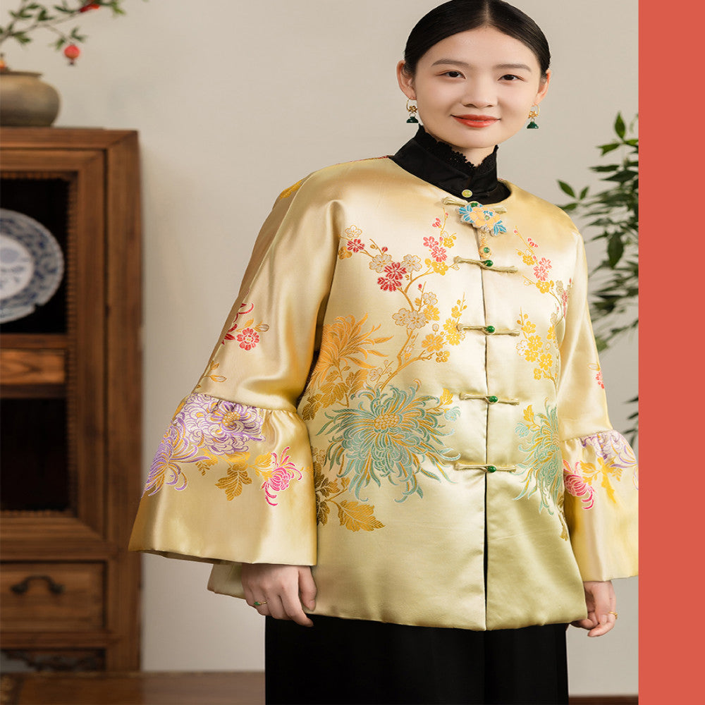 Excluding cost processing price CPP1244 jacquard old satin old fabric retro cotton coat jacket Chinese style jacket winter image 0