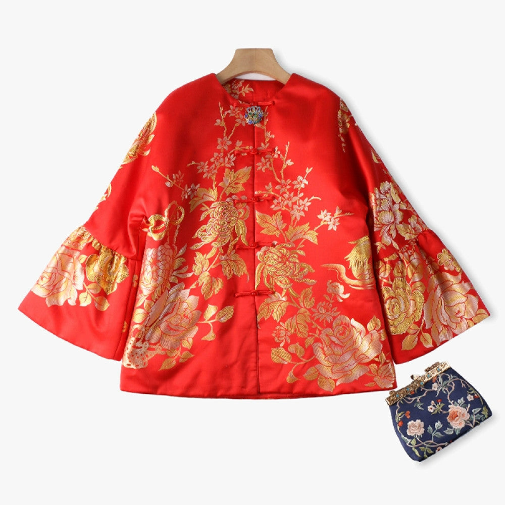 Excluding cost processing price CPP1244 jacquard old satin old fabric retro cotton coat jacket Chinese style jacket winter image 8