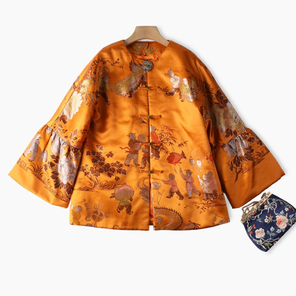 Excluding cost processing price CPP1244 jacquard old satin old fabric retro cotton coat jacket Chinese style jacket winter image 11