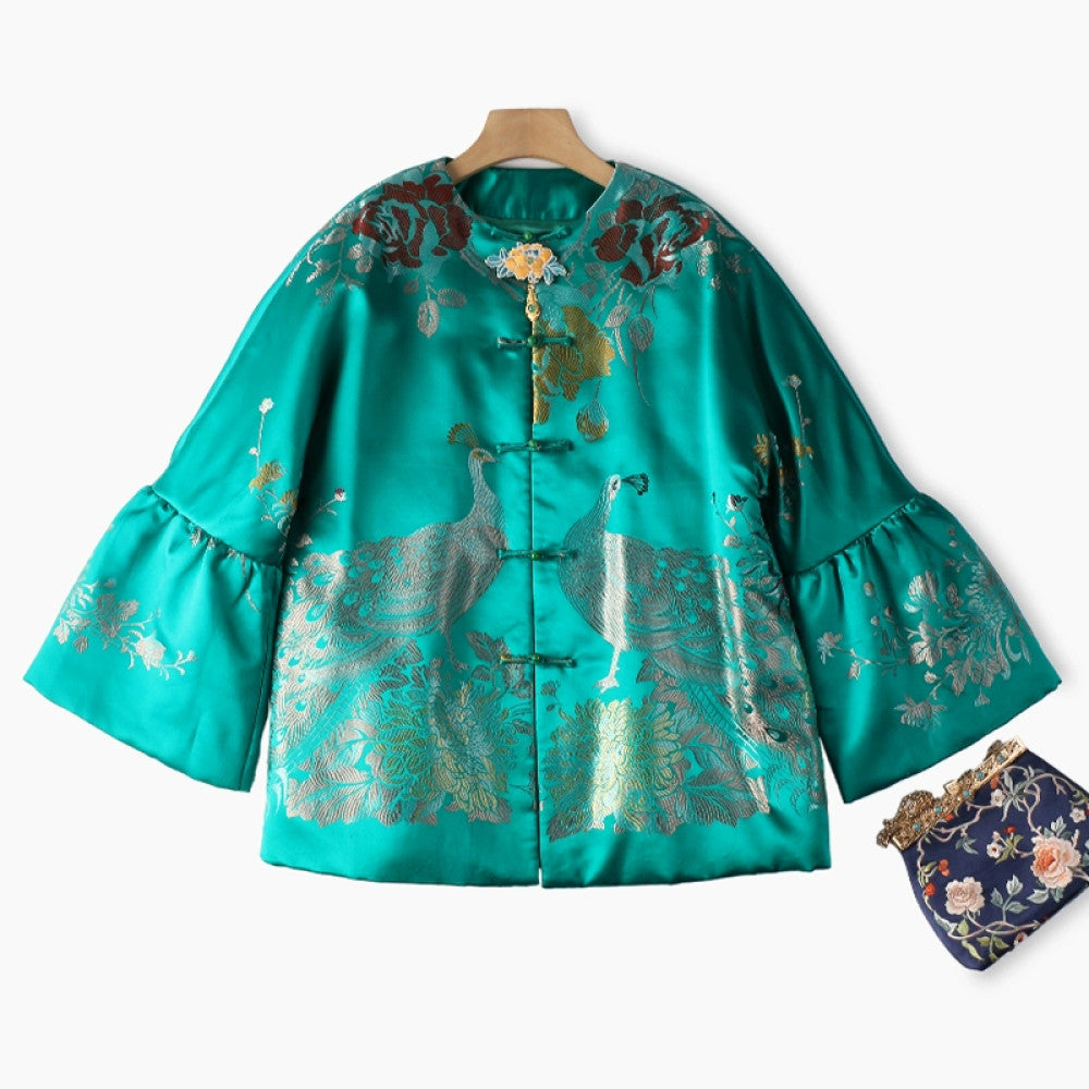 Excluding cost processing price CPP1244 jacquard old satin old fabric retro cotton coat jacket Chinese style jacket winter image 23