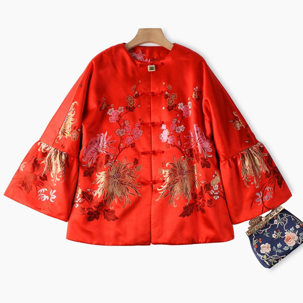 Excluding cost processing price CPP1244 jacquard old satin old fabric retro cotton coat jacket Chinese style jacket winter image 24