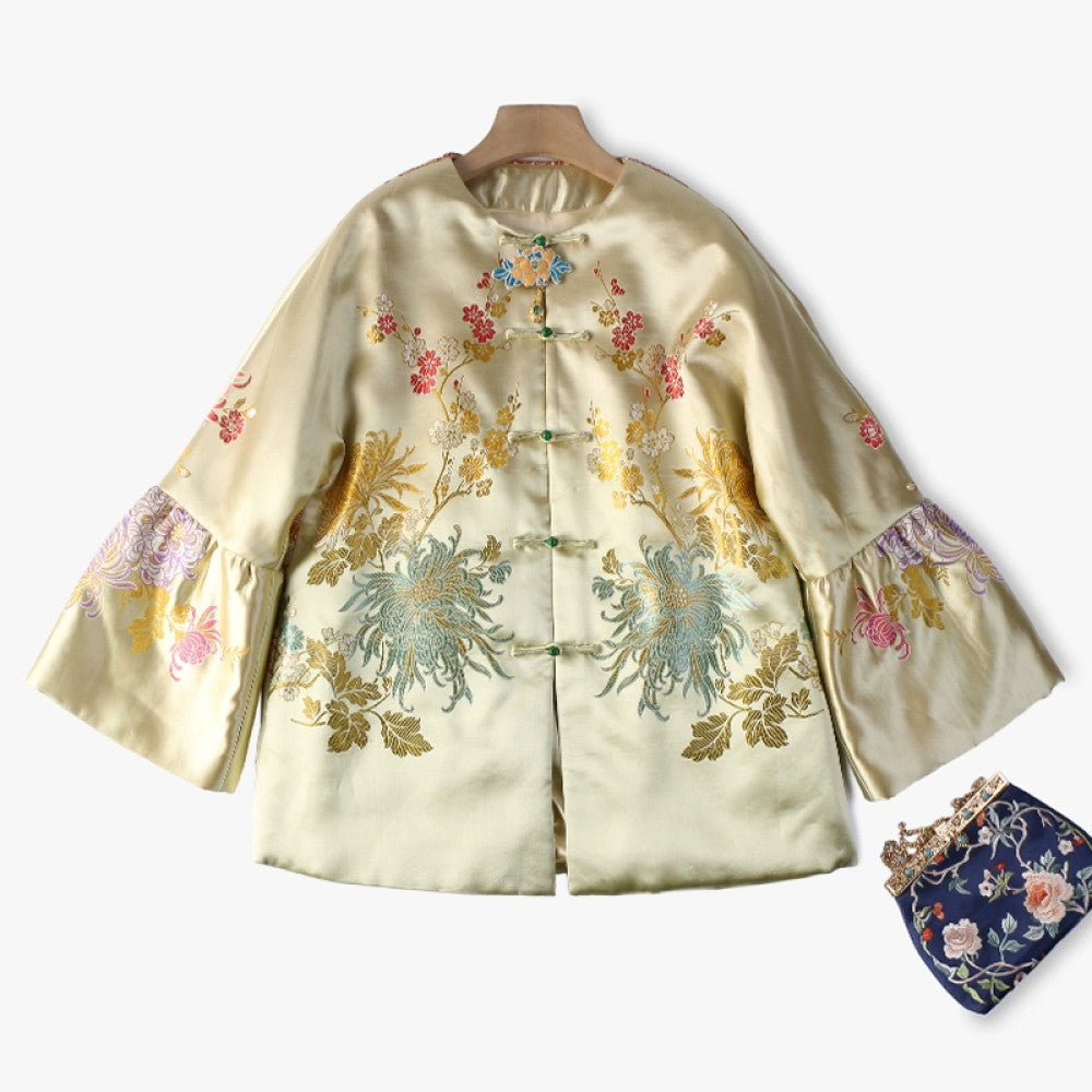 Excluding cost processing price CPP1244 jacquard old satin old fabric retro cotton coat jacket Chinese style jacket winter image 31