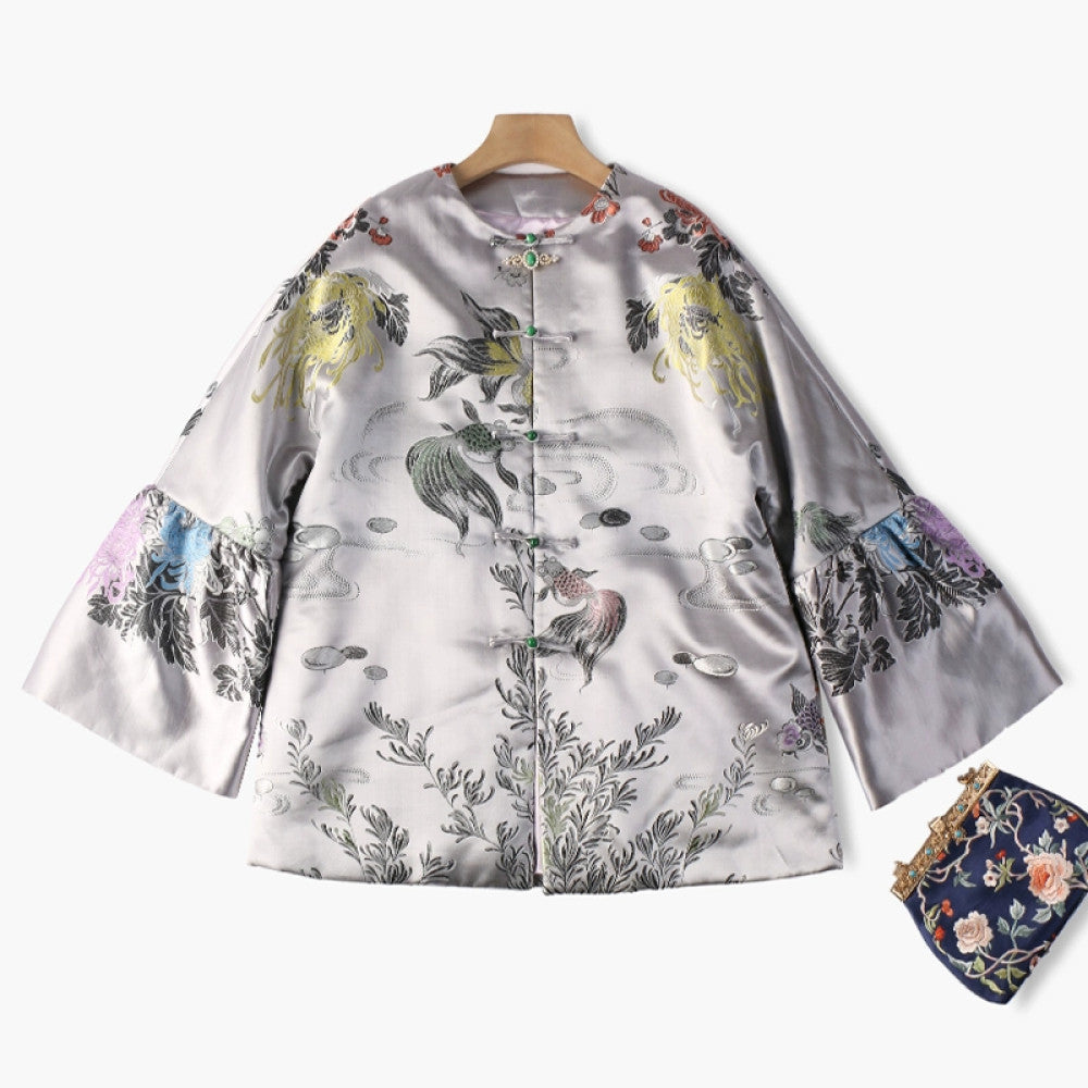 Excluding cost processing price CPP1244 jacquard old satin old fabric retro cotton coat jacket Chinese style jacket winter image 38