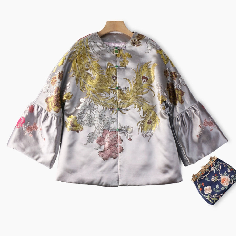 Excluding cost processing price CPP1244 jacquard old satin old fabric retro cotton coat jacket Chinese style jacket winter image 45