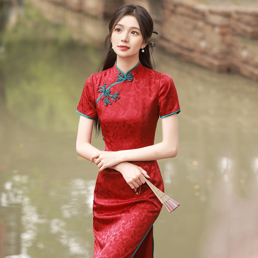 Wanping Guimeng Young style toast dress high end long cheongsam 2025 spring and summer new arrival bride engagement certificate daily image 7