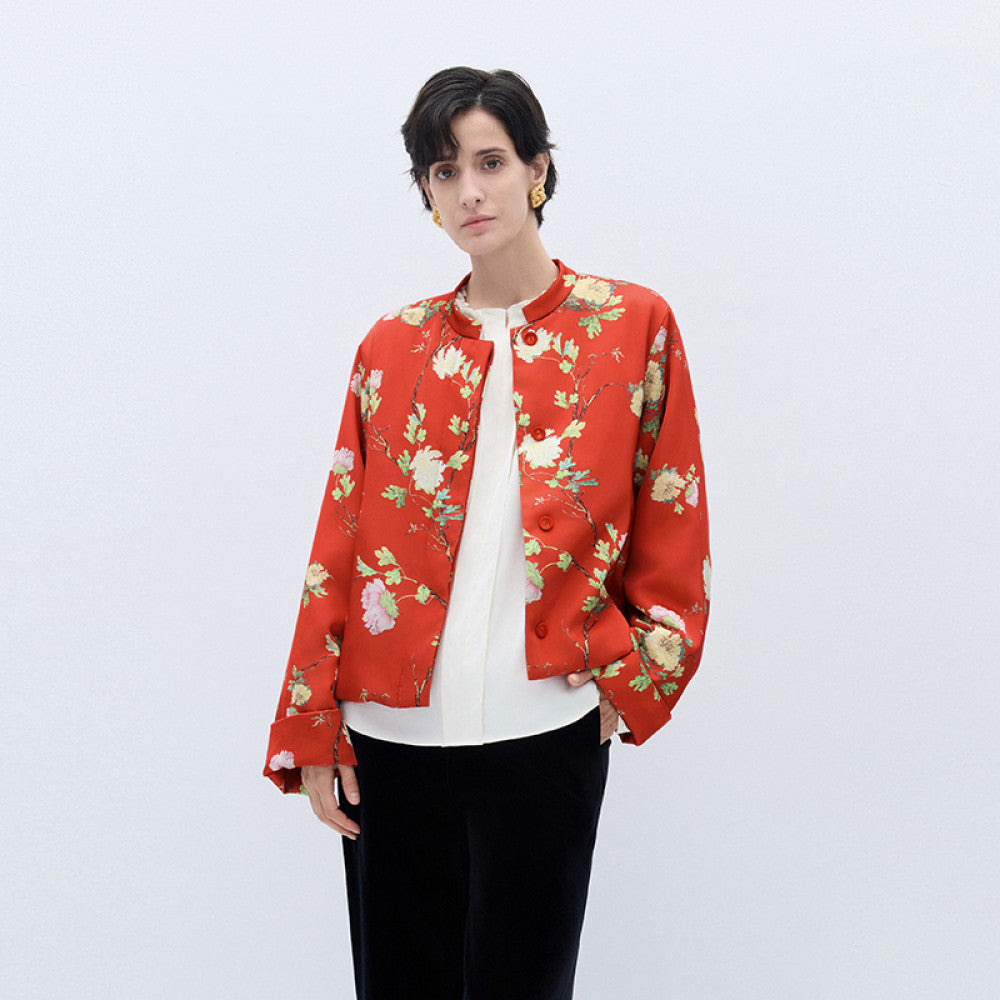Joyful wishes New Chinese style shopping mall s same style naivee red peony printed New Year cotton clothing for women winter 2025 edition image 25
