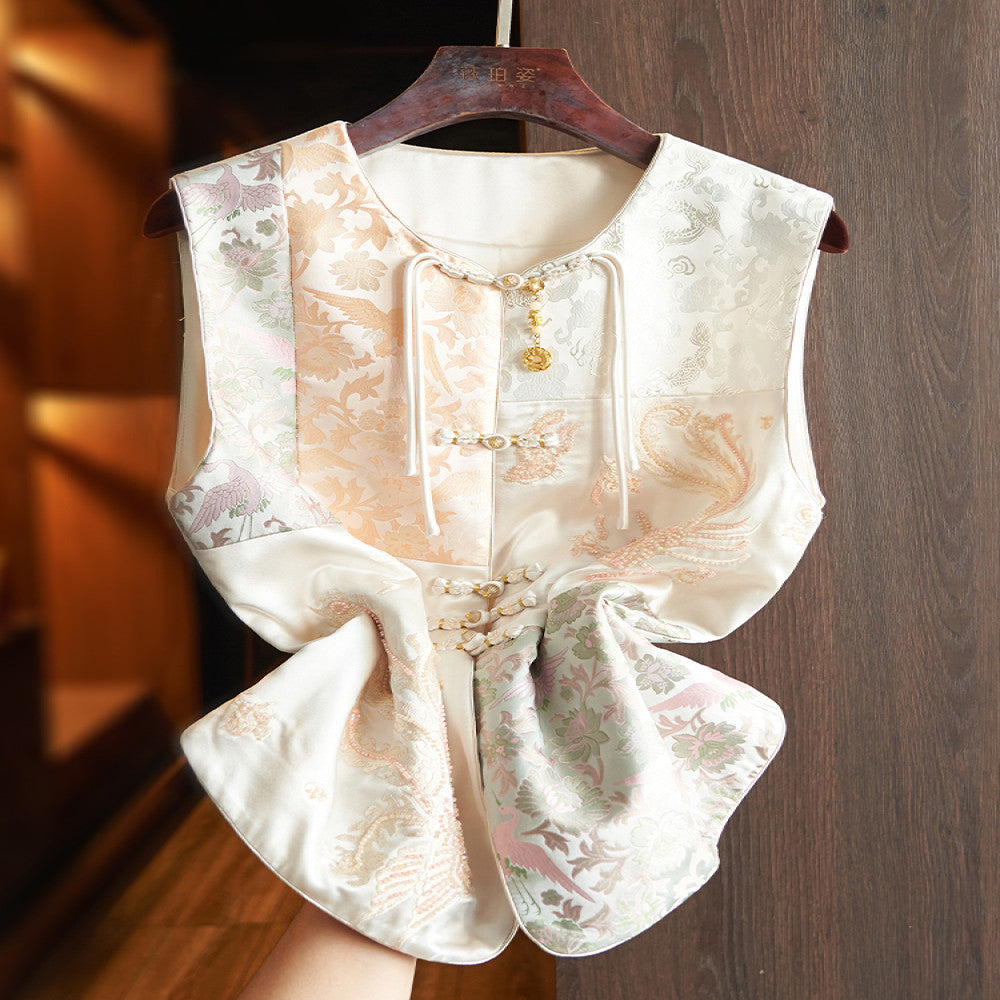 Western fashion heavy industry China Chic style embroidery this year popular vest 2024 chic new Chinese style beaded pan button top image 2