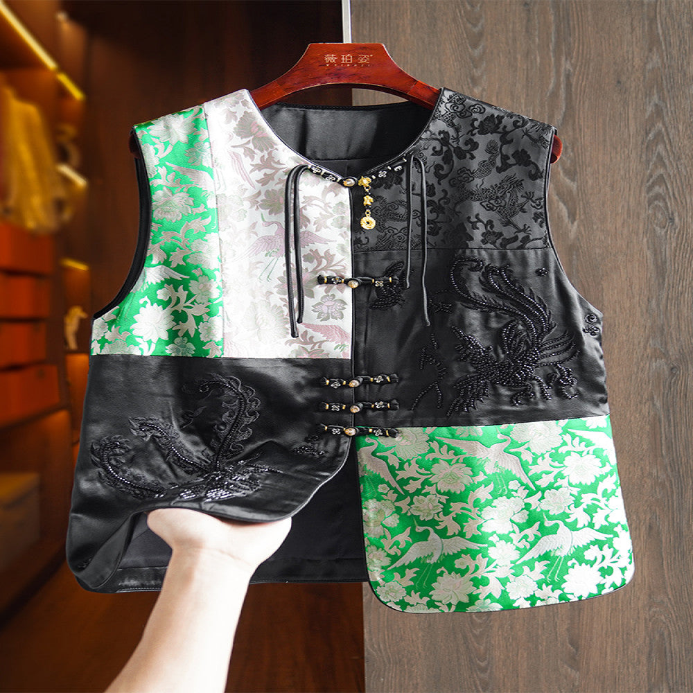 Western fashion heavy industry China Chic style embroidery this year popular vest 2024 chic new Chinese style beaded pan button top image 0