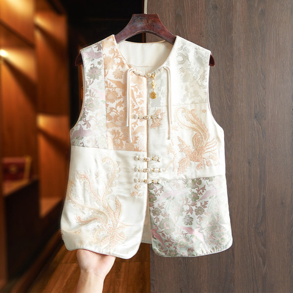 Western fashion heavy industry China Chic style embroidery this year popular vest 2024 chic new Chinese style beaded pan button top image 8