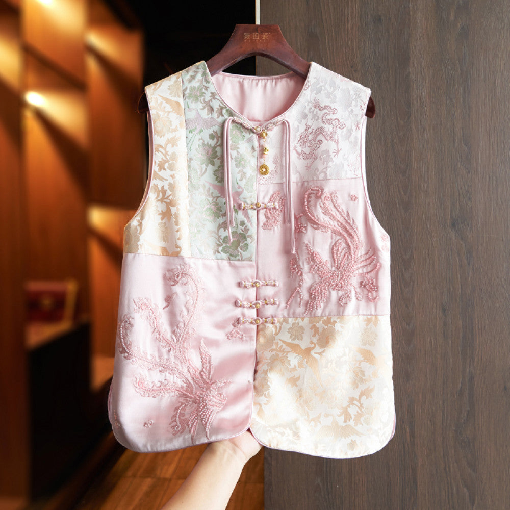 Western fashion heavy industry China Chic style embroidery this year popular vest 2024 chic new Chinese style beaded pan button top image 15
