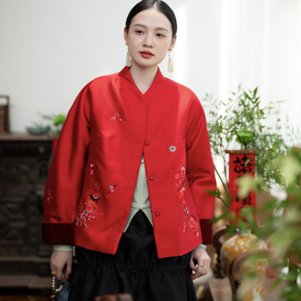 2024 New Product PCY2063 New Year s Collection Chinese Embroidered Coat Retro Small Shirt Autumn Winter Cotton Coat Cotton Coat image 34