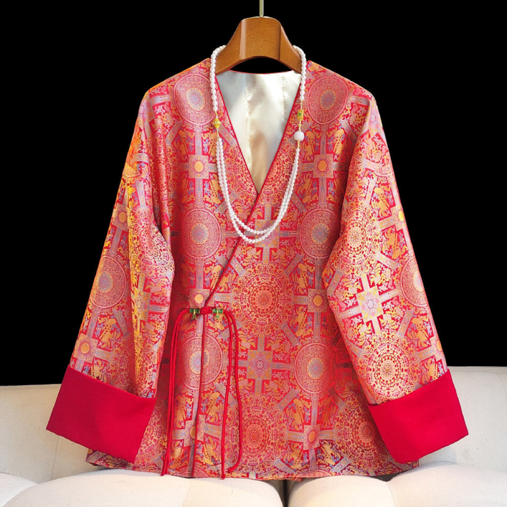 Red New Year s War Robe Vintage National Style Coat Women s Design Sense Small Fashion China Chic Yang Mi Same Chinese Top image 14
