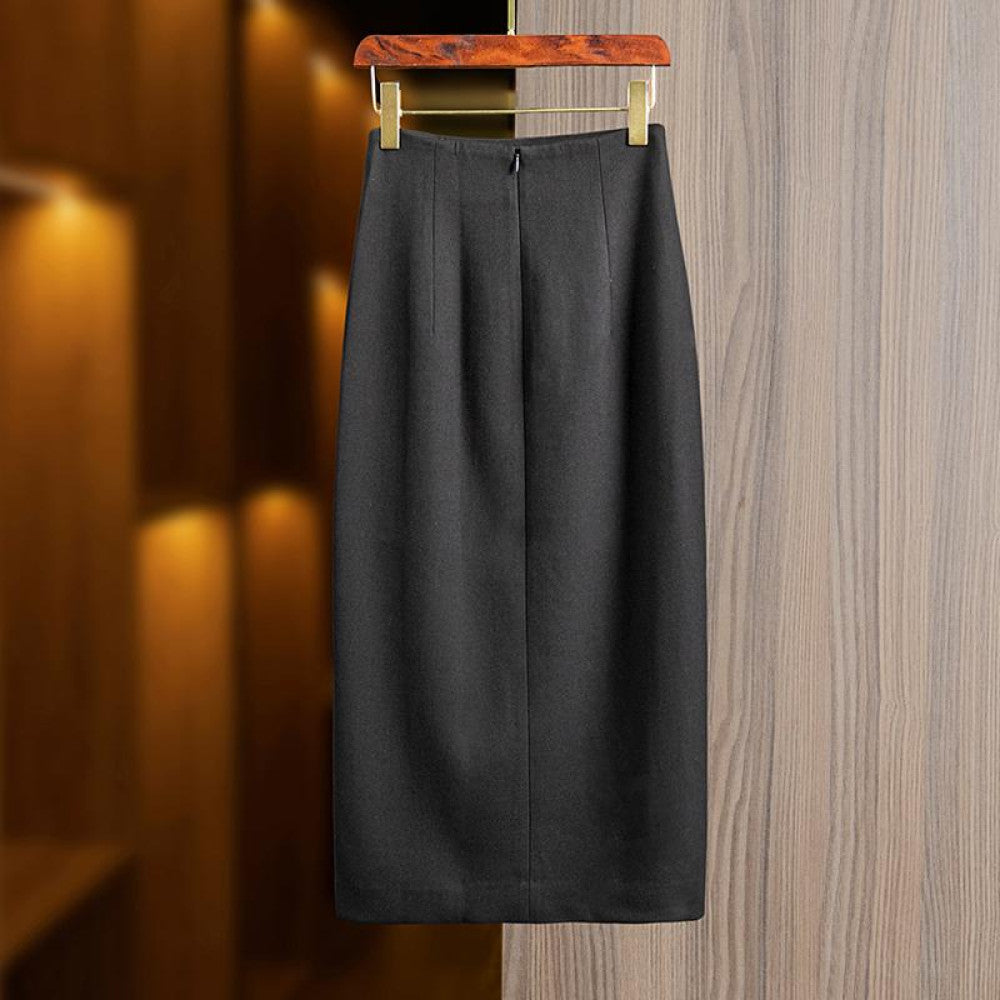 Heavy sequin embroidered skirt for women 2024 autumn and winter new high waist French slim mid length slit hip skirt image 5