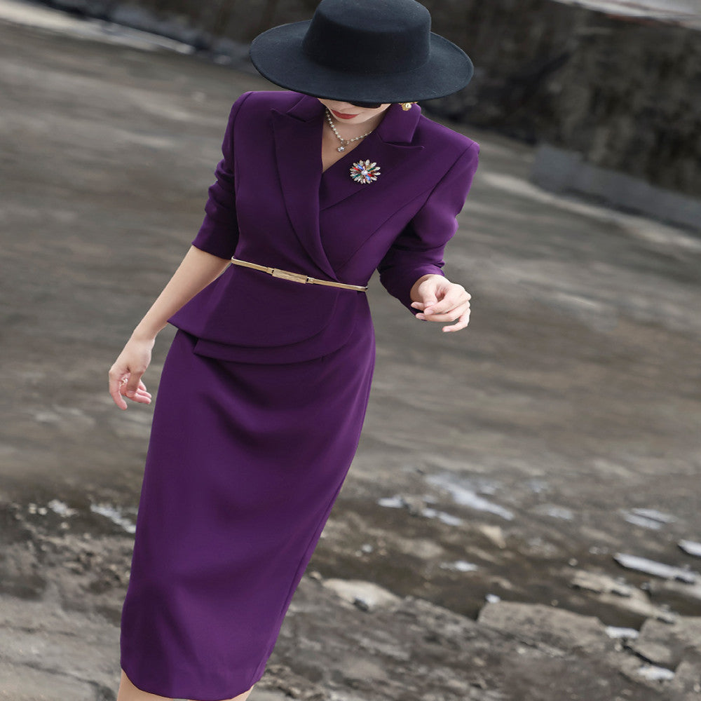 Lanser 2025 autumn new style temperament commuting high end slim fit lace up hip suit skirt dress image 11