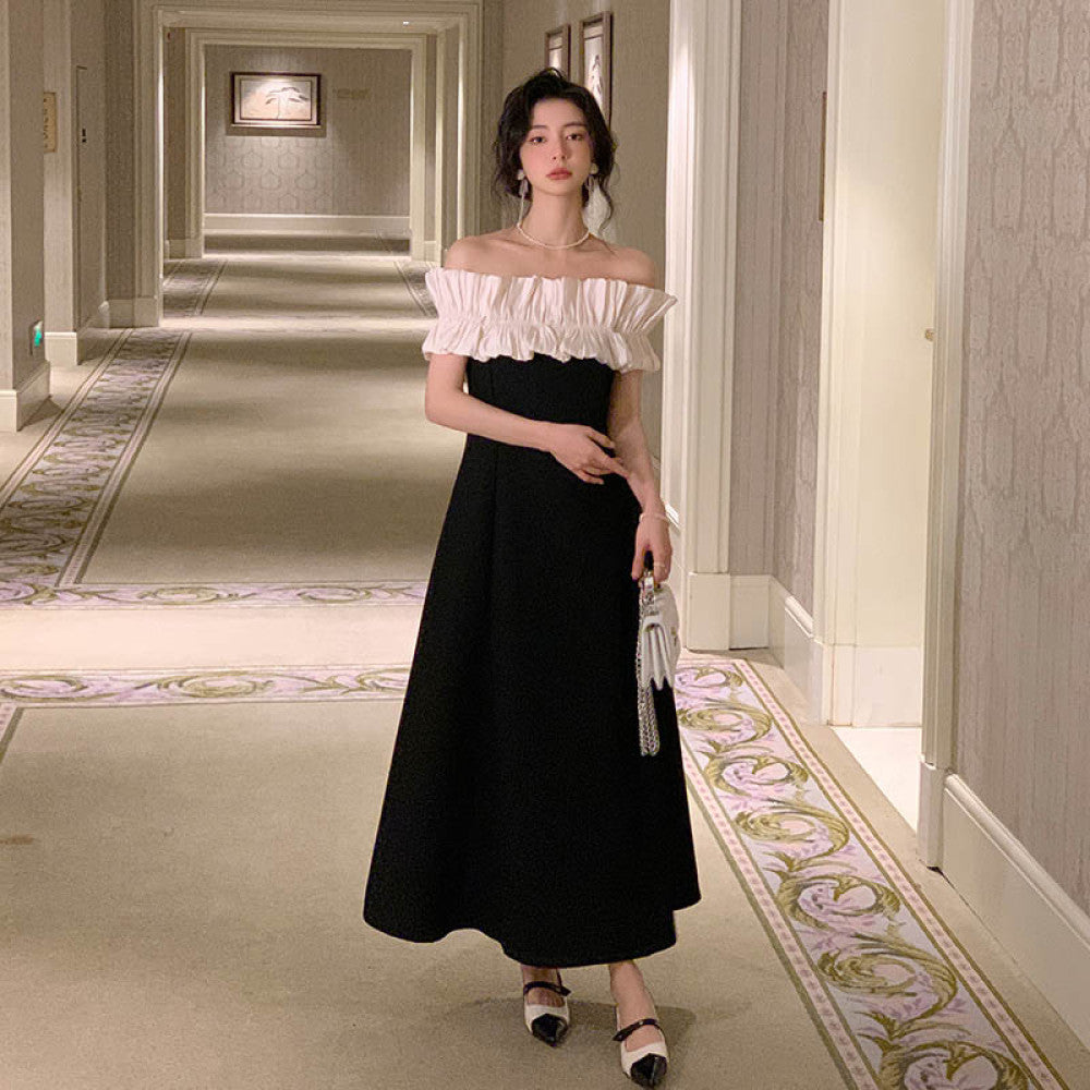 Modu light luxury one shoulder off shoulder dress spring and summer high end engagement banquet light evening dress can be worn on ordinary days image 23