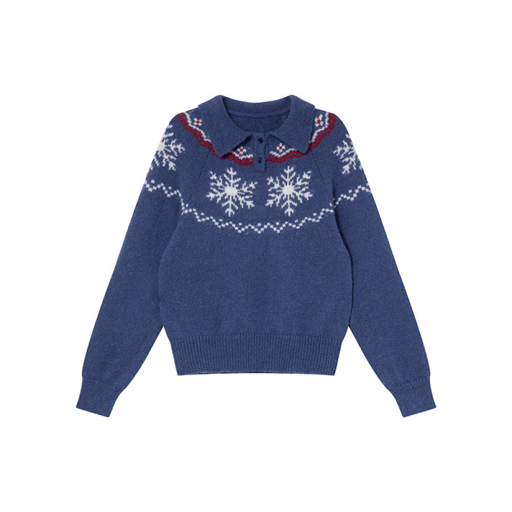 Hello Canon POLO collar snowflake jacquard knitted women s spring and autumn 2025 new loose collar small sweater image 25