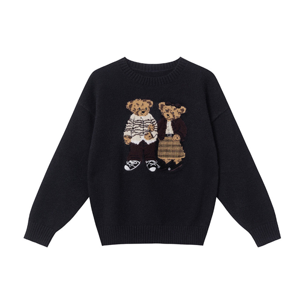 Hello Canon Retro Cartoon Bear Jacquard Round Neck Knitted Sweater for Women Spring New Loose Small Sweater image 8