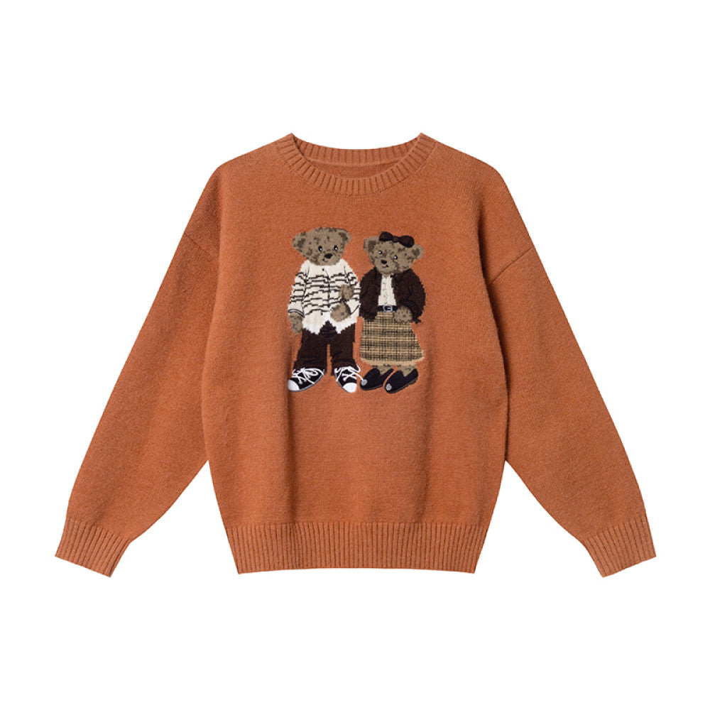 Hello Canon Retro Cartoon Bear Jacquard Round Neck Knitted Sweater for Women Spring New Loose Small Sweater image 17