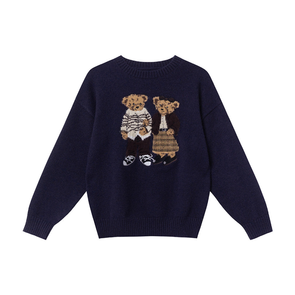 Hello Canon Retro Cartoon Bear Jacquard Round Neck Knitted Sweater for Women Spring New Loose Small Sweater image 25