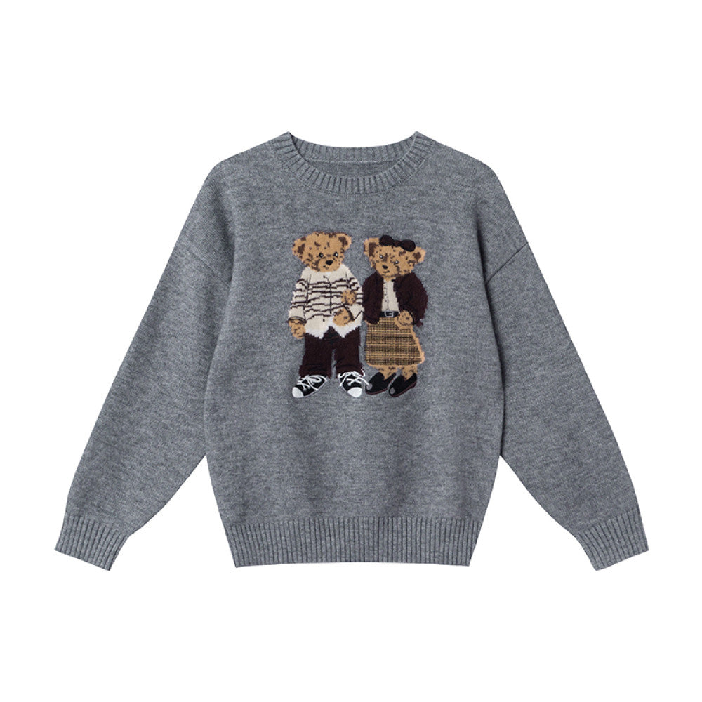 Hello Canon Retro Cartoon Bear Jacquard Round Neck Knitted Sweater for Women Spring New Loose Small Sweater image 30