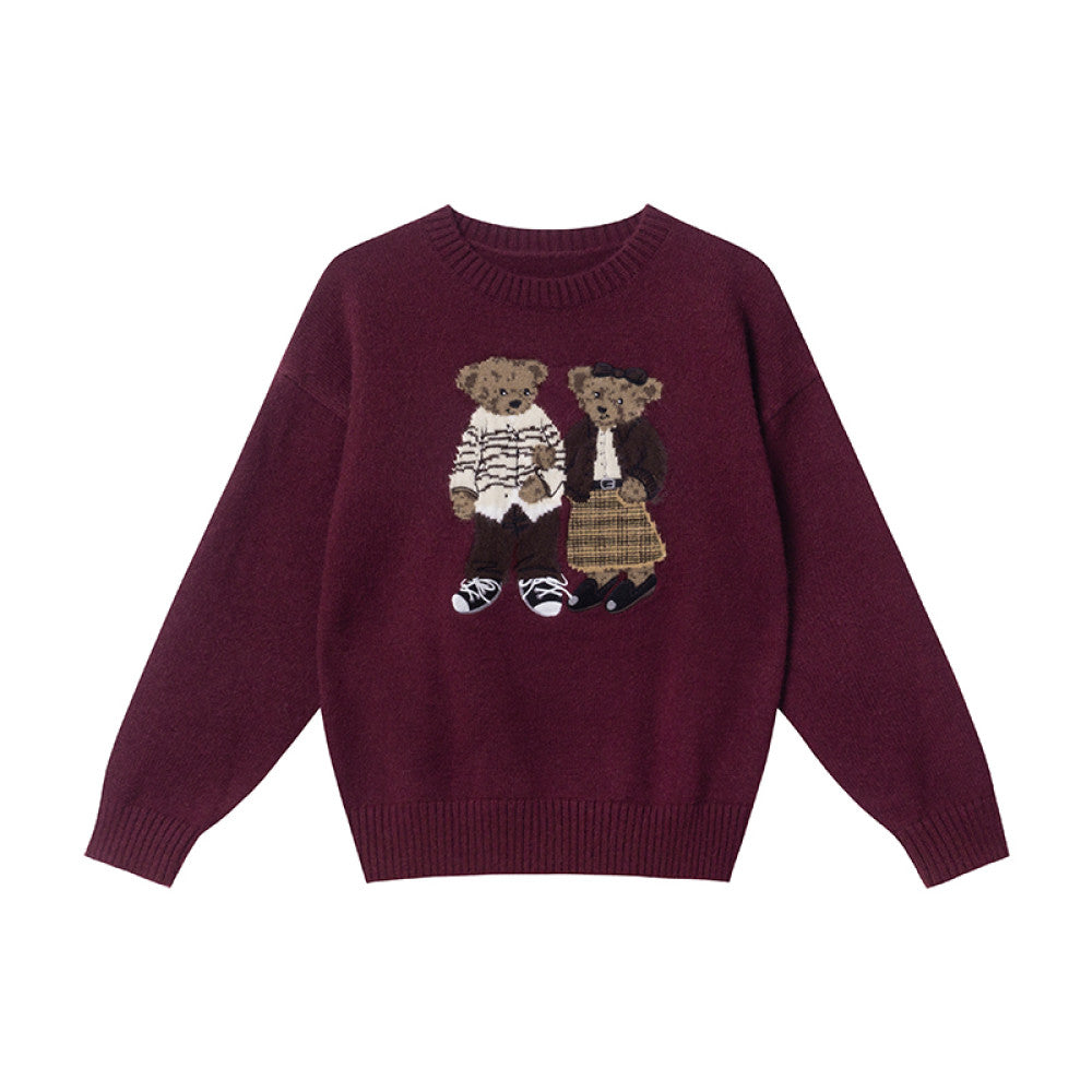 Hello Canon Retro Cartoon Bear Jacquard Round Neck Knitted Sweater for Women Spring New Loose Small Sweater image 42