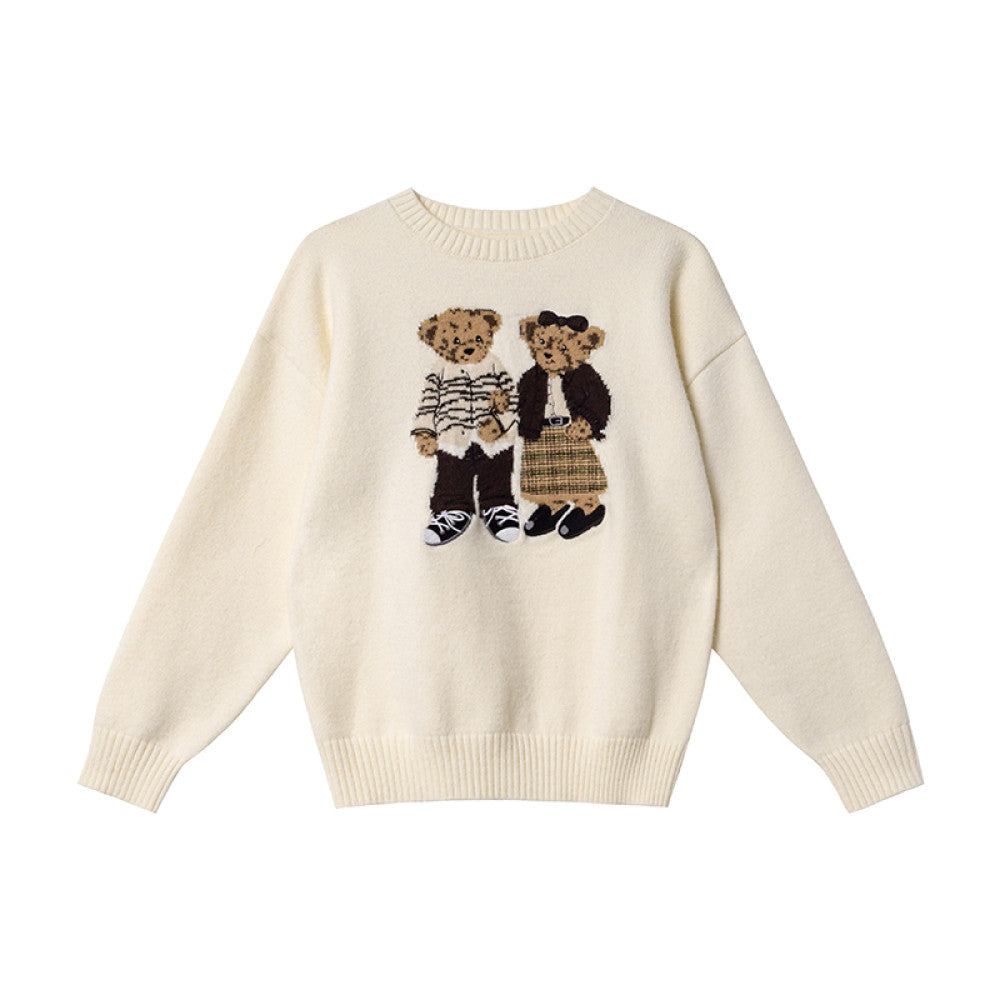 Hello Canon Retro Cartoon Bear Jacquard Round Neck Knitted Sweater for Women Spring New Loose Small Sweater image 53