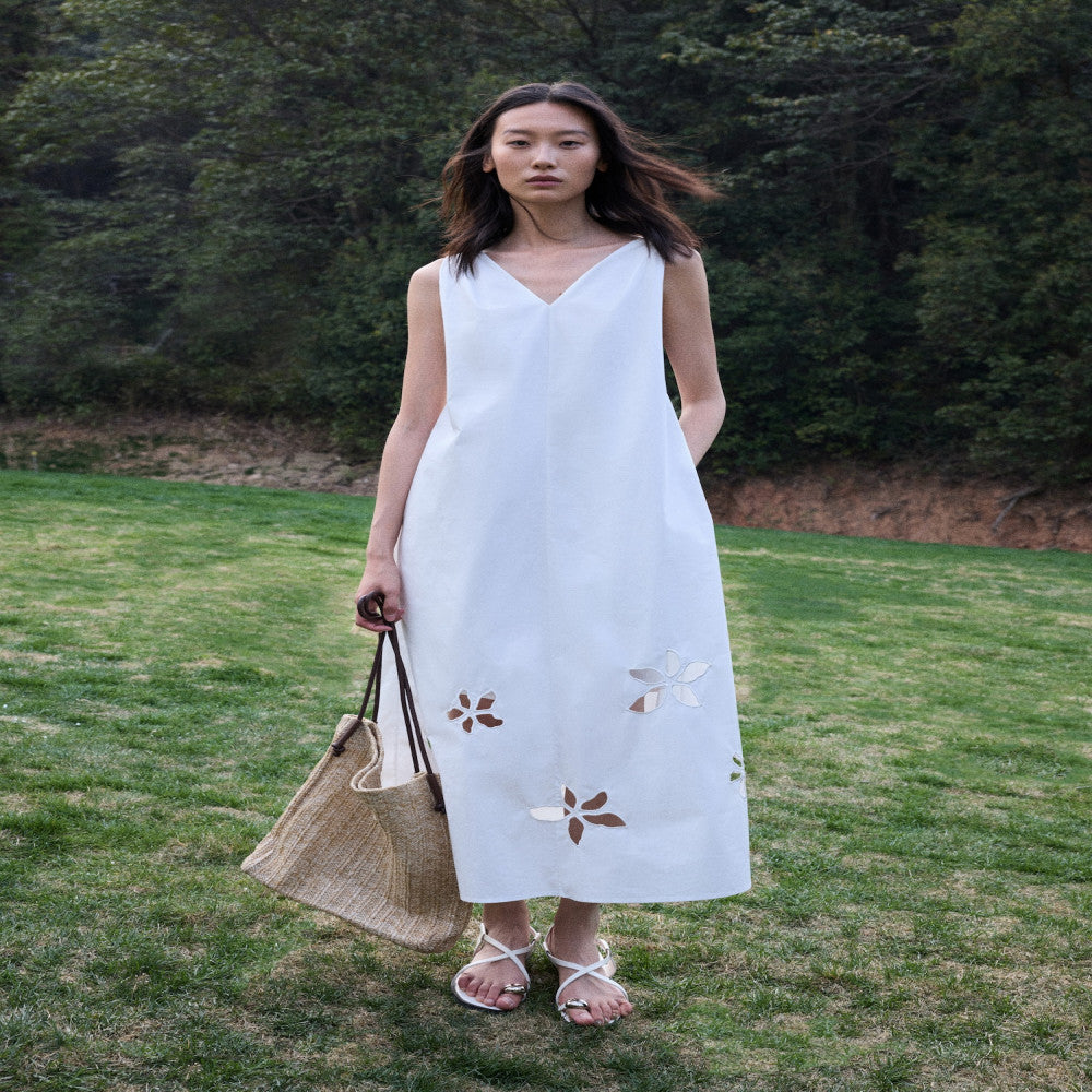 RUISHI s new heavyweight positioning hollow embroidery pure cotton sleeveless A line dress long skirt for women in summer image 10