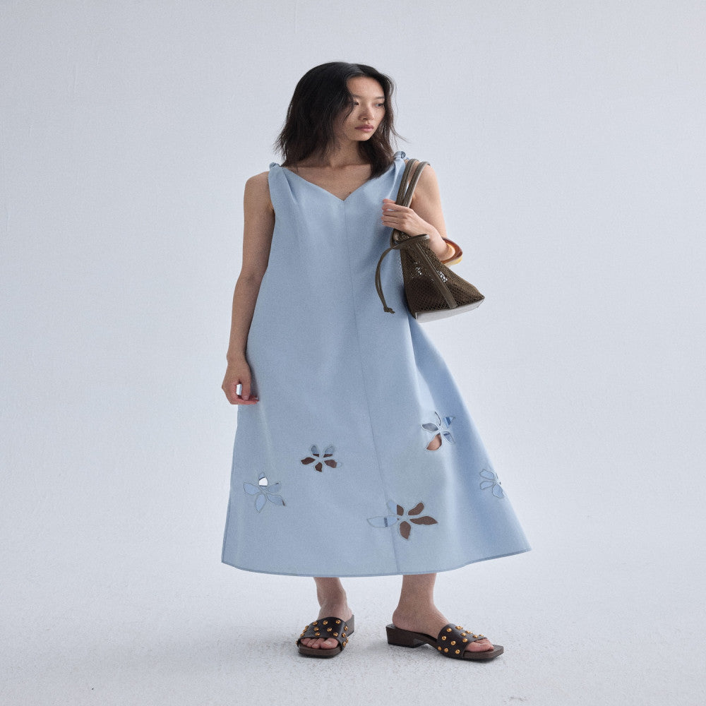 RUISHI s new heavyweight positioning hollow embroidery pure cotton sleeveless A line dress long skirt for women in summer image 17