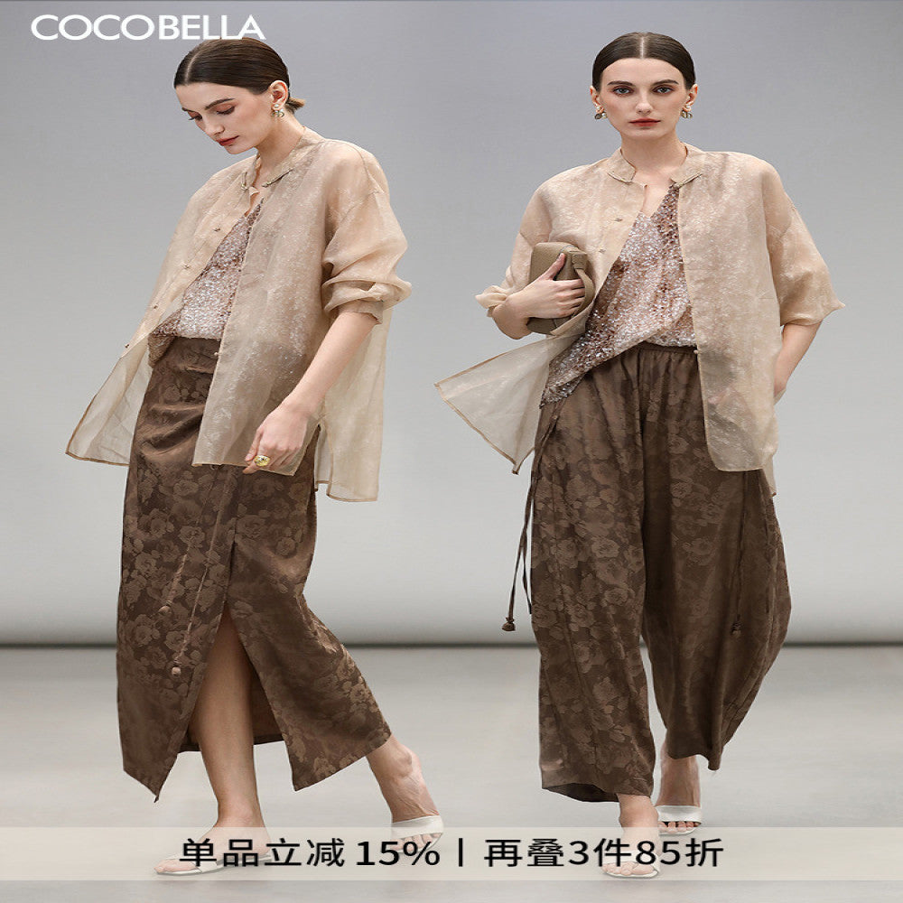 COCOBELLA New Chinese Style Handmade Button Shirt Dark Pattern Rayon National Style Shirt Cardigan SR0036 5 image 1