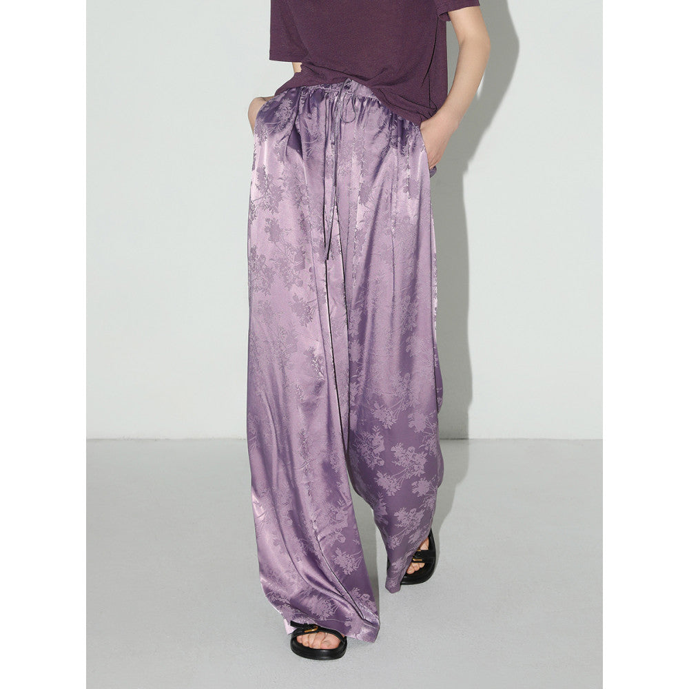COCOBELLA New Chinese Style Dark Jacquard Glossy Satin Drape Wide Leg Pants Women s Casual Pants PA3026 3 image 12