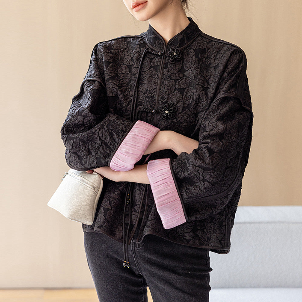 High grade golden retro national style short jacket for women in autumn 2025 new style for small size new Chinese style buttoned tops image 23