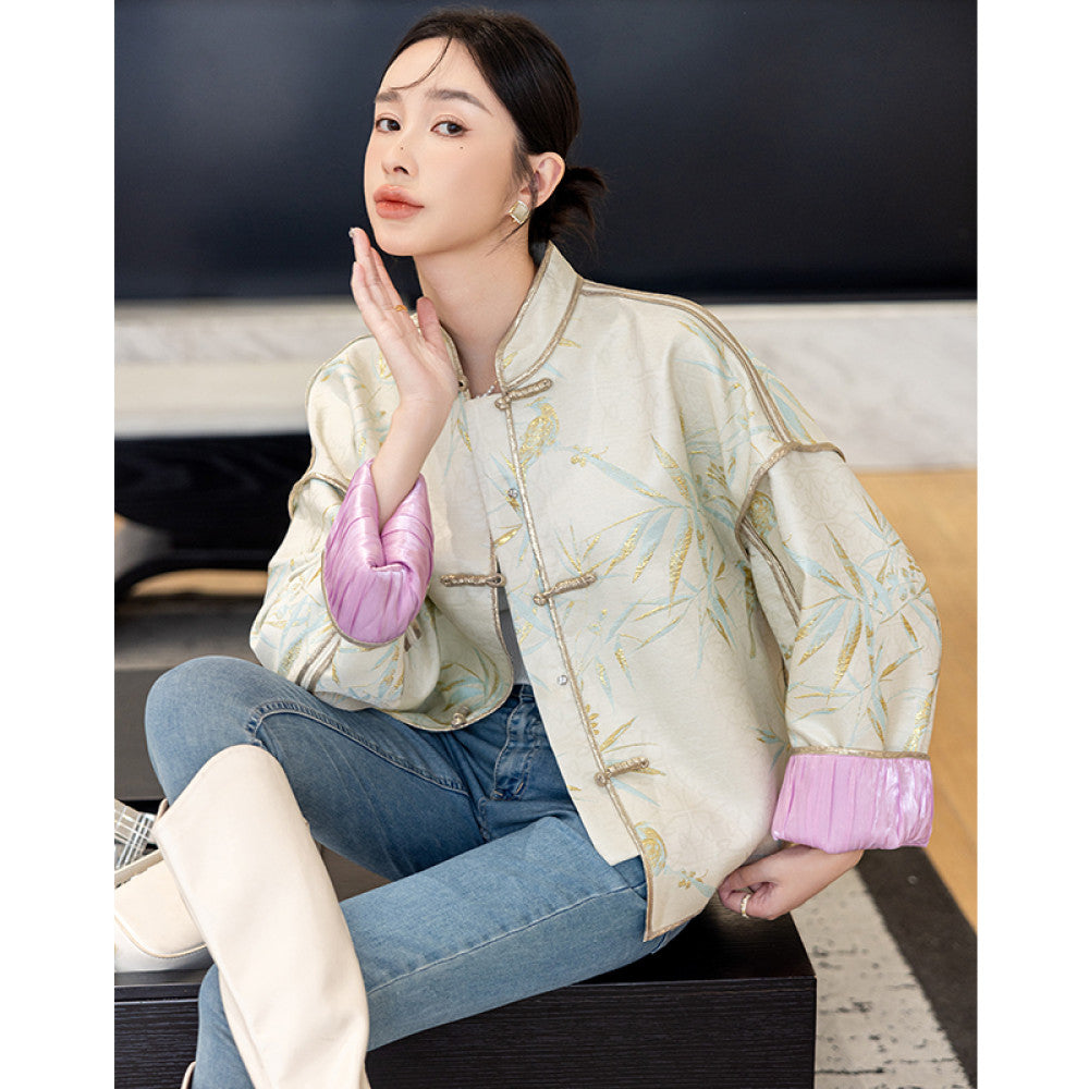 High grade golden retro national style short jacket for women in autumn 2025 new style for small size new Chinese style buttoned tops image 27