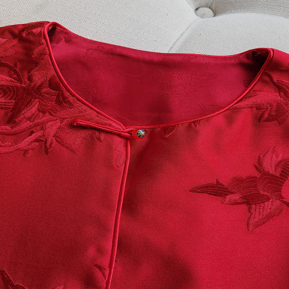 Red new Chinese style vest for women in spring short and small retro embroidered light Chinese style button top image 4