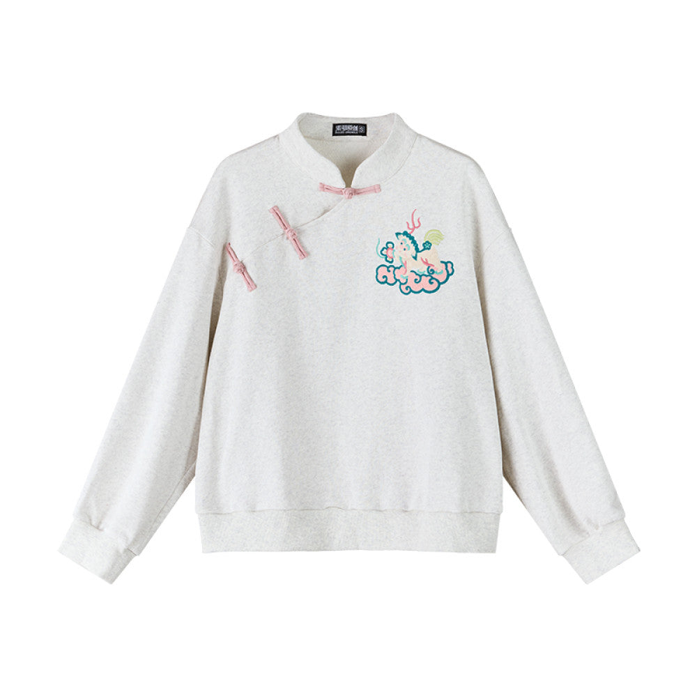 SOLO Original SOLO Spirit of Mountains and Seas Autumn New Chinese Style Embroidered Loose Stand Collar Sweatshirt image 17