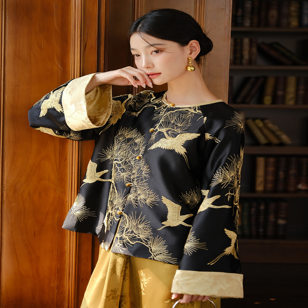 Shanyouse s new Crane Dance Pine Wind Embroidered Jacket New 2025 New Chinese Style Women s National Style Top High end Jacket image 1