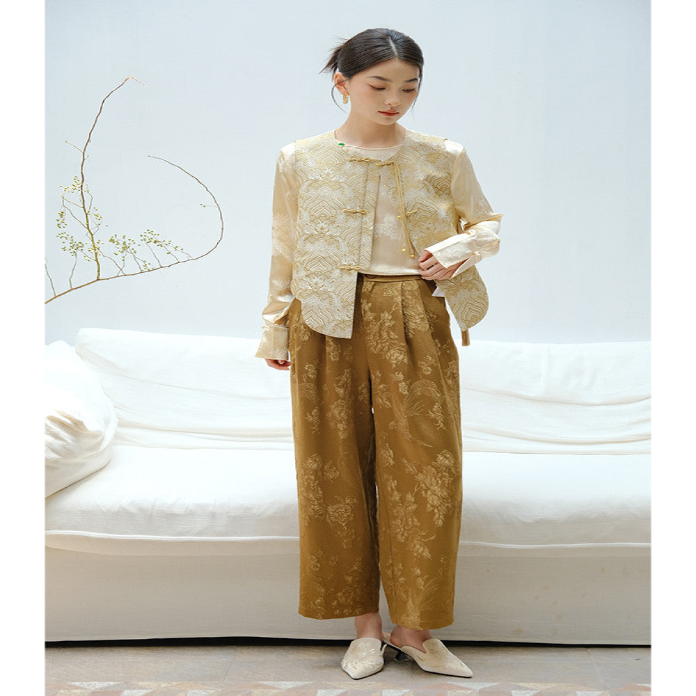 Mountain colored pants spring women s spring and summer new pants rayon jacquard pants carrot pants women 2025 new early spring image 7