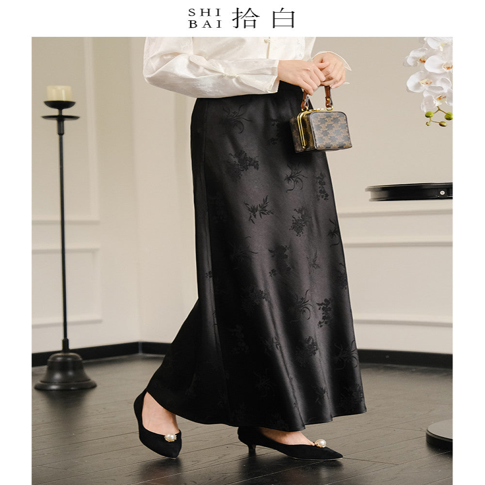 SHIBAI Shibai Plum Orchid Bamboo and Chrysanthemum New Chinese Style Jacket Autumn High end Acetate Jacquard Chinese Style Embroidery Button Top image 26