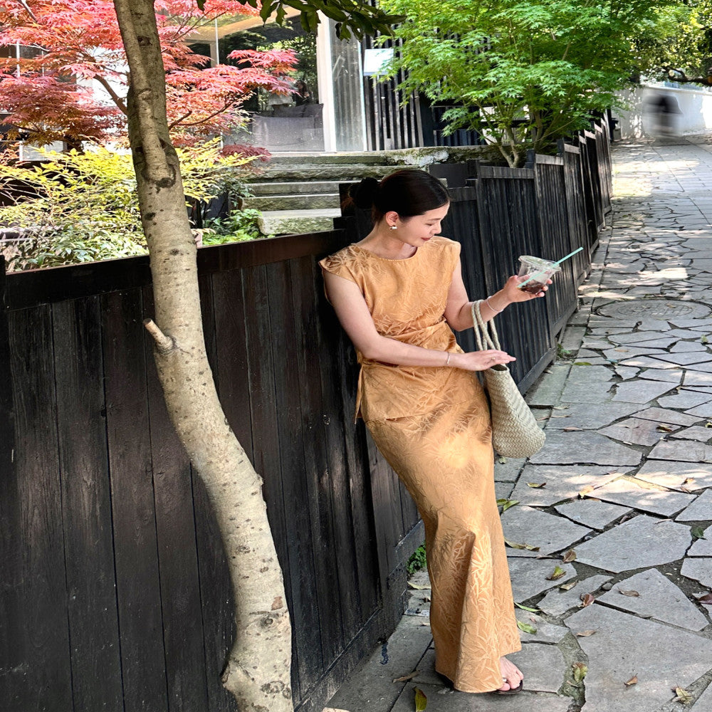 Cml Bamboo Charm of the East New Chinese Minimalist Bamboo Shadow Set with a slimming half skirt and two pieces of temperament image 2