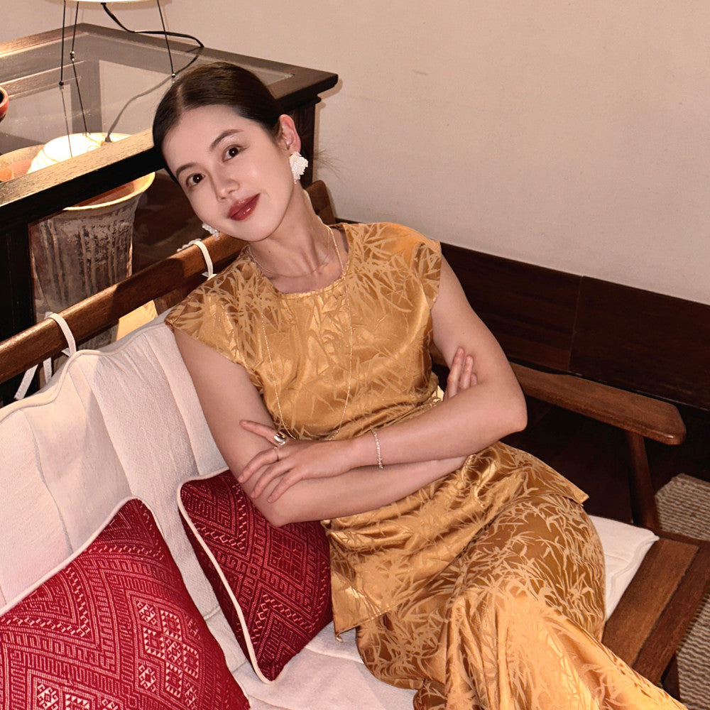 Cml Bamboo Charm of the East New Chinese Minimalist Bamboo Shadow Set with a slimming half skirt and two pieces of temperament image 43