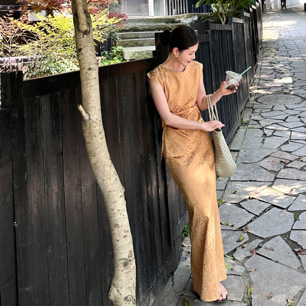 Cml Bamboo Charm of the East New Chinese Minimalist Bamboo Shadow Set with a slimming half skirt and two pieces of temperament image 50