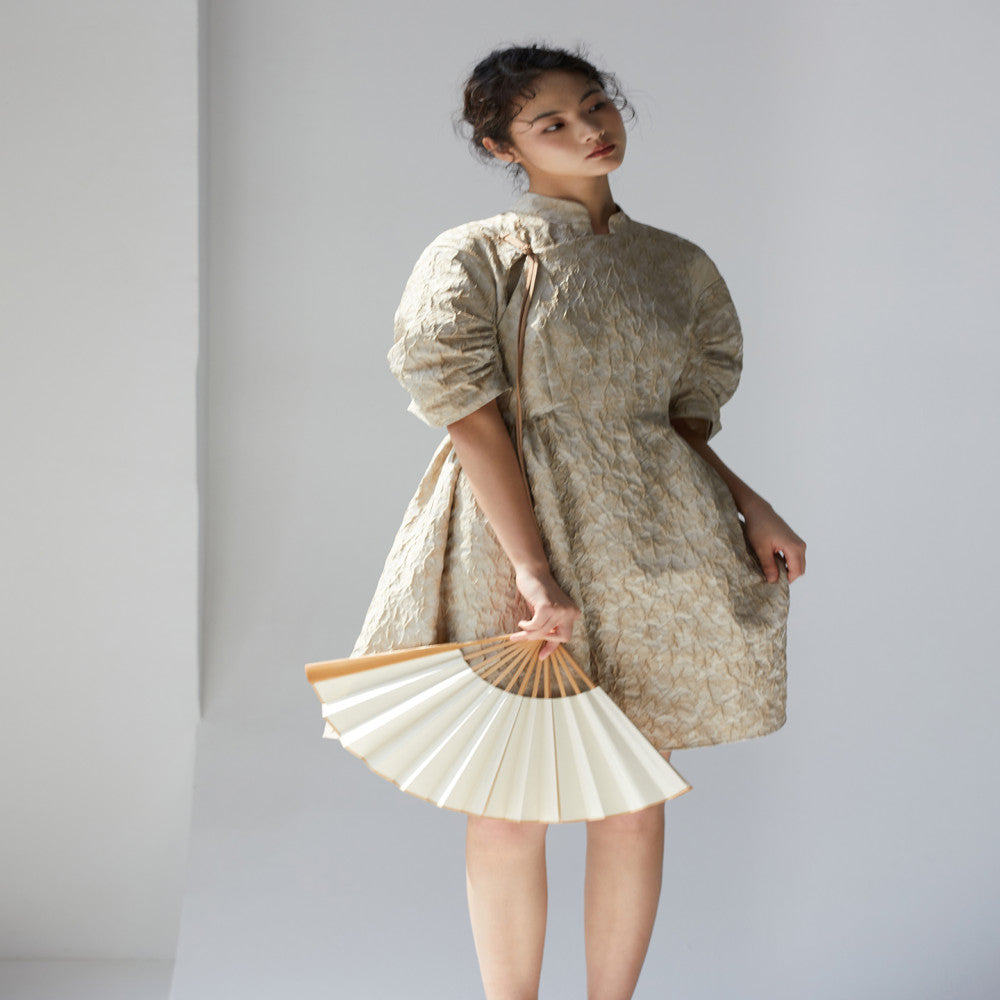 High end jacquard cheongsam dress with summer Chinese style slanted placket and buckle three dimensional seven quarter sleeves improved cheongsam dress image 6