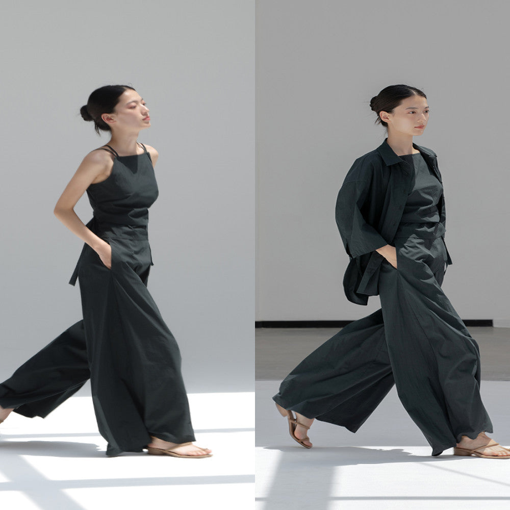 Handsome suit design with a niche and high end feel loose and wide leg pants for summer vest shirt sold out but not restocked image 1