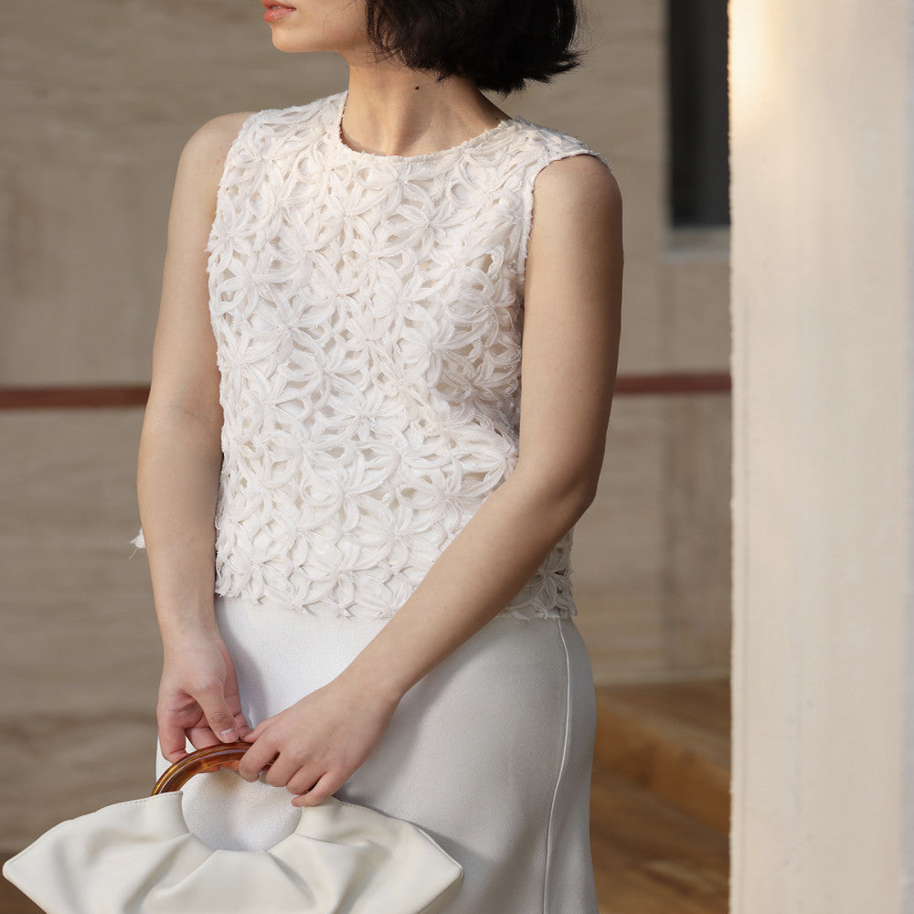 Zhimeijia heavy handmade hollow sleeveless temperament dress super fairy romantic French retro skirt summer image 18