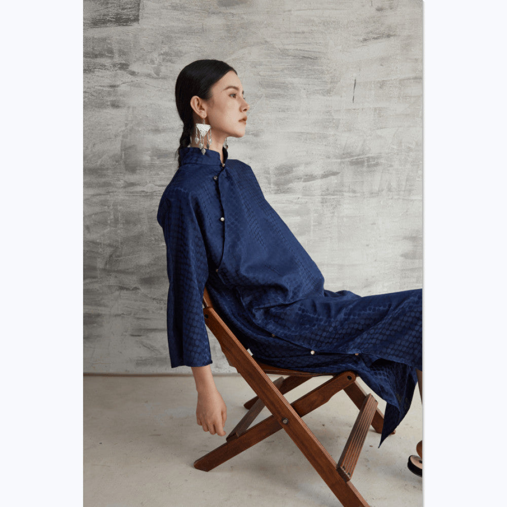 TAORAN women s clothing Republic of China style daily improvement cheongsam with slanted collar jade beads buttoned down sleeves long sleeved shirt artistic Zen tea suit image 12