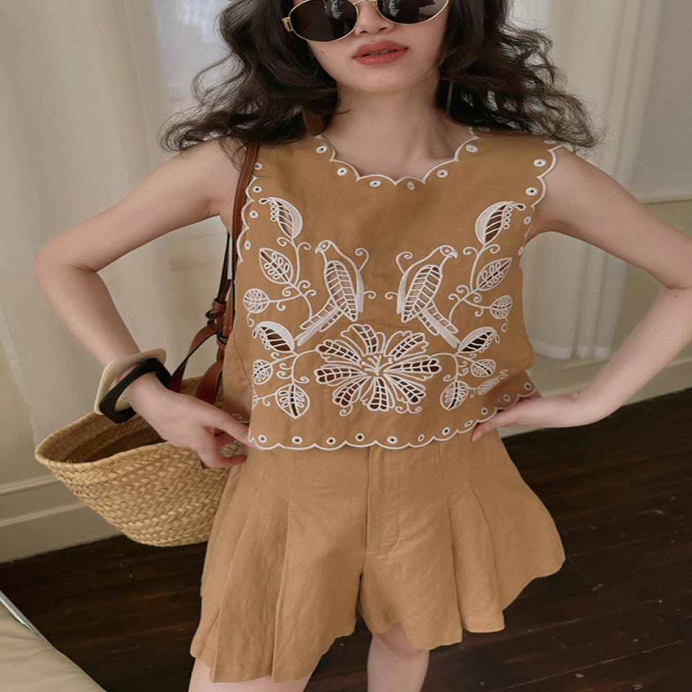 TOP Home Holiday Set French Romantic Exquisite Heavy Industry Positioning Hollow Embroidery Lace Vest Umbrella Swing Shorts image 6